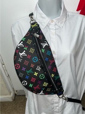 Black Multicolor Monogram Crossbody Belt Bag